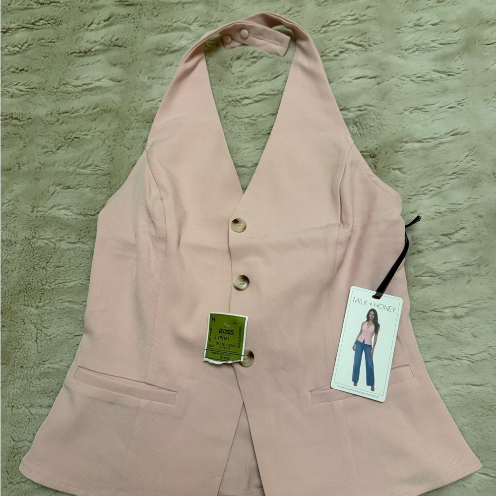 Milk + Honey Blush Pink Halter Vest Tank Top